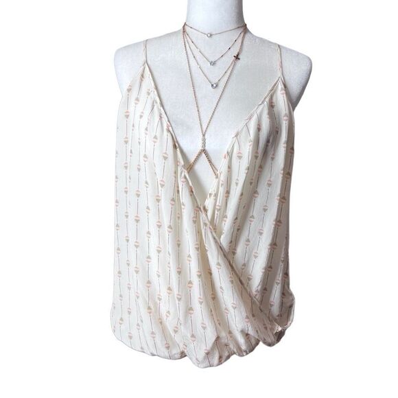 Lucky Brand 100% silk Boho Crossover Blouse size medium - Picture 1 of 14